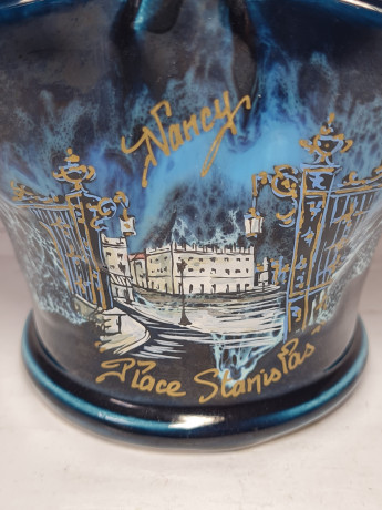 Декоративная корзина с изображением Площади Станислава г. Нанси, Франция, темно-синий фарфор, 15,5 x 12,5 x 17 см, Франция, 1960-70гг.