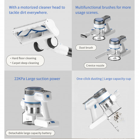 LIECTROUX LIECTROUX Akku-Hand-und Stielstaubsauger i7 Akku-Staubsauger, leistungsstarke 250 W, HEPA-Filterung, 250,00 W, Beutellos, 22 KPA Saugleistung, 40 Minuten Arbeitszeit, HEPA-Filter Беспроводной ручной пылесос LIECTROUX Беспроводной пылесос i7, мо