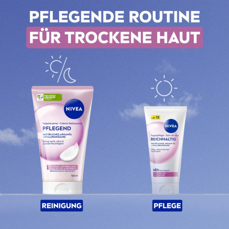 NIVEA Waschcreme Pflegend, 150 ml, Нивеа Очищающий крем для лица, масло ши и провитамин B5, для сухой и чувствительной кожи, 150 мл