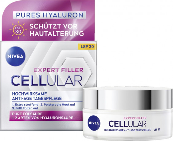 NIVEA Cellular Expert Filler Hochwirksame Anti-Age Tagespflege LSF 30, 50 ml, Нивеа Дневной крем для лица anti-age, SPF 30, гиалурон и фолиевая кислота, заполнение морщин, 50 мл