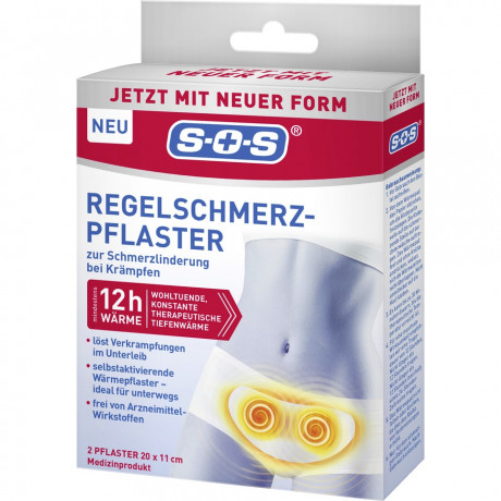 SOS Regel-Schmerz-Pflaster, 2 Stuck, SOS Пластырь от менструальных болей, согревающий, до 12 часов тепла, 2 шт.