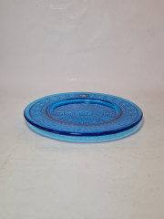 Декоративная тарелка винтажная Leonardo, синее стекло с растительным узором, 22,5 x 2 см, Германия, 1960-70гг.