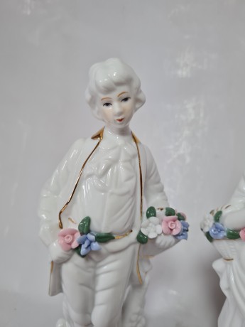 PMI Коллекционные Статуэтки "Он и она" с позолотой, 21см, Германия, 1960-70гг.