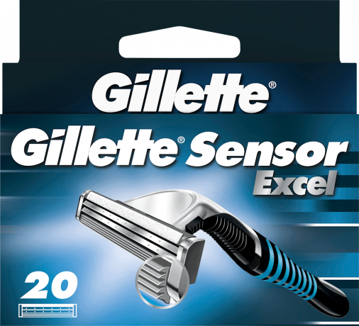 GILLETTE Rasierklingen, Sensor Excel, 20 St, Джилетт Сменные кассеты Sensor Excel с двумя лезвиями, 20 шт.