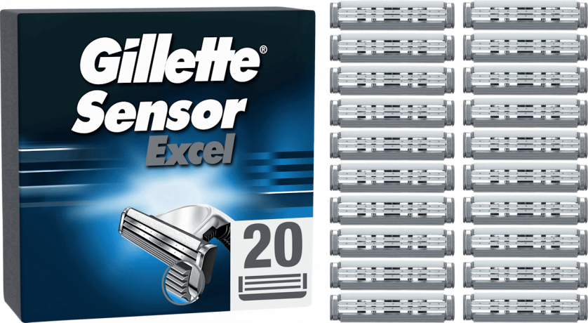 GILLETTE Rasierklingen, Sensor Excel, 20 St, Джилетт Сменные кассеты Sensor Excel с двумя лезвиями, 20 шт.
