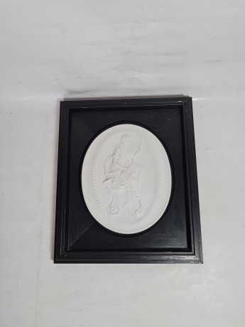 Картина винтажная Meissen, Kalliope, керамика в деревянной раме, отлита по оригинальным формам Дж.Дж.Кендлера, 23 x 19,5 см, Германия, 1981 г.