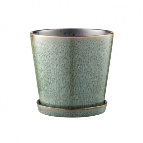 Bitz Bitz Gastro green / black Blumentopf - Krautertopf mit Untertasse d: 14 cm / h: 12,5 cm Bitz Gastro зеленый/черный цветочный горшок - горшок для трав с блюдцем d: 14 см / высота: 12,5 см