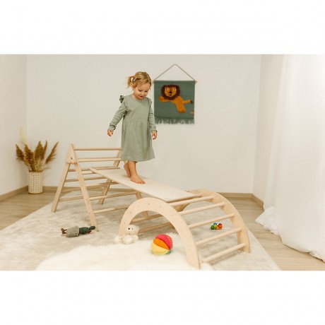 Kletterdreieck mit Rutschbrett\/Huhnerleiter (nach Pikler Art) Треугольник для лазания с выдвижной доской/куриной лестницей (стиль Пиклера)