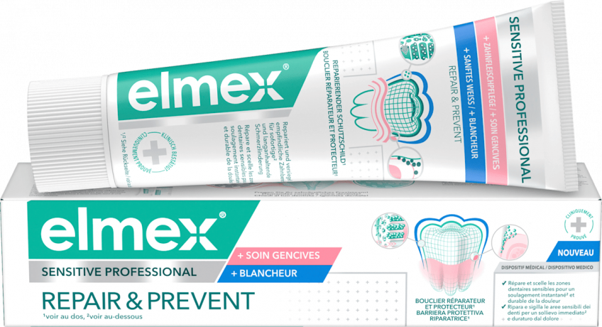 elmex Zahnpasta Sensitive Professional Repair & Prevent Sanftes Weiss, 75 ml, Зубная паста Sensitive Professional Repair & Prevent Sanftes Weiss с аргинином и цинком, 75 мл