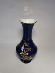 Lindner Kueps Bavaria Kobalt, Линднер Купс Бавария Коллекционная кобальтовая Ваза с позолотой, художник Marle, Германия 1960-65г.