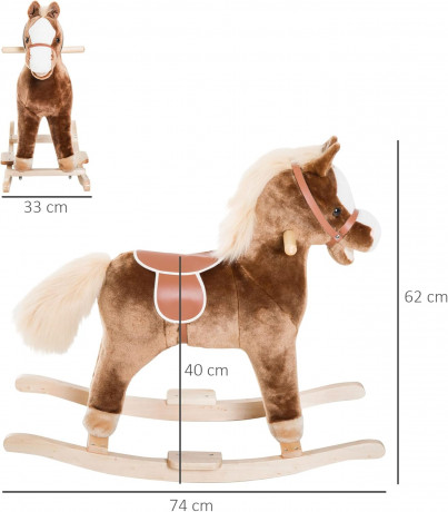 HOMCOM Rocking Horse, Brown, L74 x W33 x H62 cm (model 330-091) Игрушка-качалка Лошадка HOMCOM, коричневая, длина 74 x ширина 33 x высота 62 см