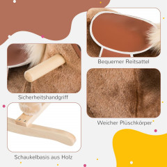 HOMCOM Rocking Horse, Brown, L74 x W33 x H62 cm (model 330-091) Игрушка-качалка Лошадка HOMCOM, коричневая, длина 74 x ширина 33 x высота 62 см