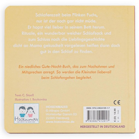 Hosenmax Der Flinke Fuchs sagt Gute Nacht (Pappbilderbuch) fur Kinder Шустрая лиса желает спокойной ночи (книжка с картинками) для детей