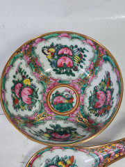 Миска винтажная в трацидионном японском стиле, с ложкой, фарфор, 11.5 см, ложка - 14 см, Япония, 1970-80гг.