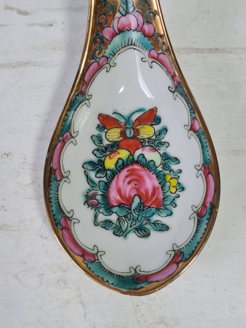 Миска винтажная в трацидионном японском стиле, с ложкой, фарфор, 11.5 см, ложка - 14 см, Япония, 1970-80гг.