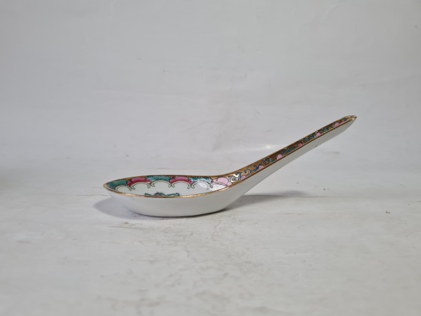 Миска винтажная в трацидионном японском стиле, с ложкой, фарфор, 11.5 см, ложка - 14 см, Япония, 1970-80гг.