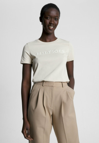 Tommy Hilfiger LOGO EMBROIDERY Print T-shirt classic beige LOGO EMBROIDERY Футболка с принтом классический бежевый