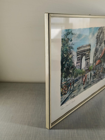 Картина винтажная Vargas "Париж. Елисейские поля", в раме, 40 х 29 см, Германия, 1980-90гг.