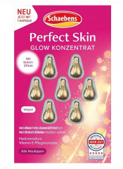 Schaebens Perfect Skin Glow 10st, Капсулы для лица Schaebens Perfect Skin Glow, с гиалуроновой кислотой и витамином E, сияние кожи, разглаживающий эффект Набор 10 уп х 7 шт 