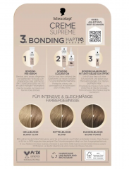 Schwarzkopf Creme Supreme 8-16 Стойкая крем-краска для волос Светлый холодный пепельный блонд, интенсивный уход и 100% закрашивание седины