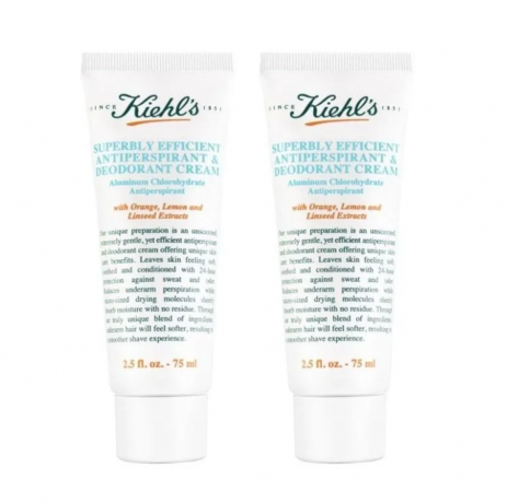 Kiehl's Deodorants Superbly Efficient Anti-Perspirant and Deodorant, 75 ml x 2stk, Kiehls крем-дезодорант антиперспирант для женщин и мужчин (США), защита от пота и запаха до 24 часов, без отдушки, с экстрактами лимона и апельсина 75мл х 2шт
