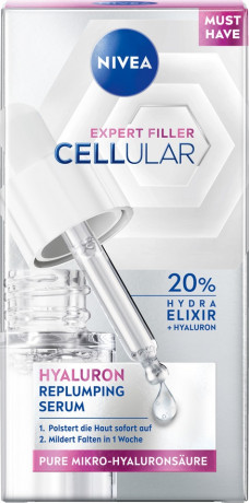 NIVEA Cellular Expert Filler Hyaluron Replumping Serum, 15 ml, Нивеа Сыворотка для лица, 20% гиалурон и алоэ вера, заполнение морщин, 15 мл
