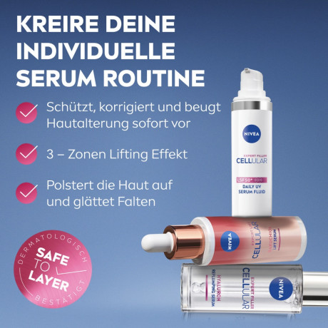 NIVEA Cellular Expert Filler Hyaluron Replumping Serum, 15 ml, Нивеа Сыворотка для лица, 20% гиалурон и алоэ вера, заполнение морщин, 15 мл
