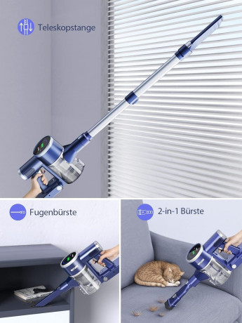 Laresar Laresar Akku-Hand-und Stielstaubsauger, 400,00 W, 33000PA Starke Saugleistung Staubsauger Kabellos, bis zu 55 Minuten Laufzeit, 1,2L Staubbehalter, fur Hartboden, Teppich, Tierhaare Беспроводной ручной и стержневой пылесос Laresar, 400,00 Вт, сил