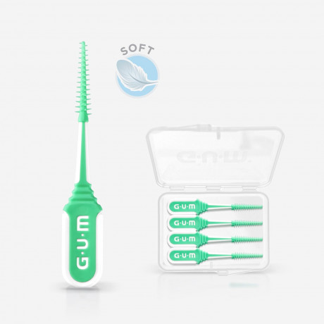 GUM SOFT-PICKS MINTY Interdentalreiniger M, 3 x 40, Межзубные ёршики, зубочистки для зубов с мятным вкусом, очистка межзубных промежутков, мягкие резиновые щетинки, уход за деснами Набор 120 шт (3 х 40)