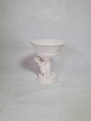 Подставка винтажная для цветов с фигуркой ребенка, белая керамика, 14 x 12 см, Китай, 1970гг.