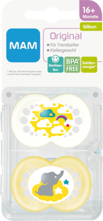 MAM Соска (успокаивающая) Оригинал	ьный ab 16 Месяцам	, Силикон	, 2 шт
