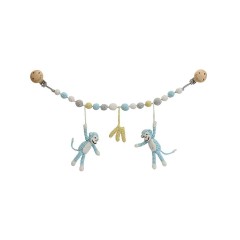 SindiBaba® Kinderwagenkette Affe CHARLIE gehakelt mit Rasseln Обезьянка-цепочка для коляски CHARLIE связана крючком с погремушками.