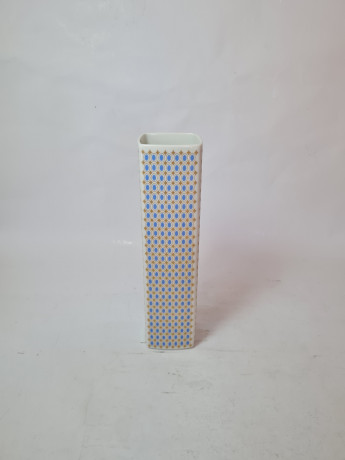 Ваза винтажная H&G Selb / Heirich Bavaria вытянутой формы, с необычным голубо-золотистым узором, фарфор, 23 см, Германия, 1960-70гг.