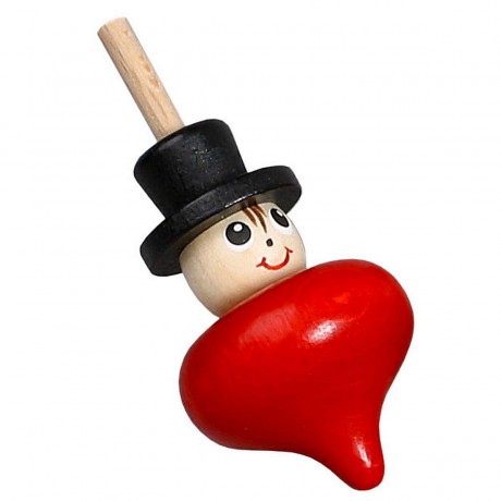 Holzspielzeug Tischkreisel mit Zylinder rot Деревянная игрушка юла с цилиндром красного цвета