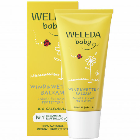 WELEDA baby CALENDULA Wind & Wetter Balsam, 30 ml, Безводный защитный бальзам Baby Calendula для лица и рук от ветра и холода, 30 мл