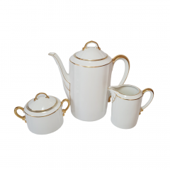 Mitterteich Набор чайный: чайник, молочник, сахарница, белый фарфор с позолоченным ободком, Германия, 1960-70гг.
