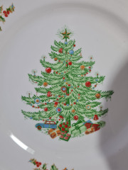 Набор тарелок винтажных &quot;Рождественская елка&quot;, 6 шт., фарфор, 24.5 см, Италия, 1970-80гг.