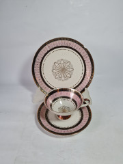 Чайное трио винтажное Winterling Markleuthen Bavaria в розово-золотых тонах, фарфор, Германия, 1960-70гг.