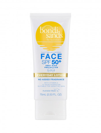 Bondi Sands SPF 50+ Every day Face Lotion Fragrance Free with vitamin E, 72h, Лосьон для лица SPF 50+ на каждый день, без запаха, 72 часа увлажнения с витамином Е, 75мл