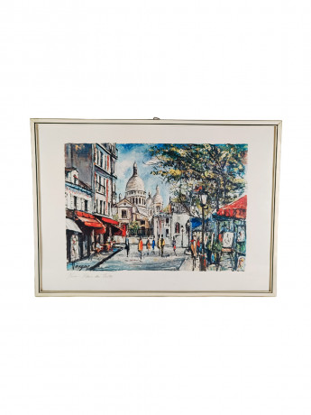 Картина винтажная Vargas "Париж. Площадь Тертр", в раме, 40 х 29 см, Германия, 1980-90гг.