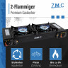 ZMC ZMC Gaskocher PREMIUM 2 flammig Campingkocher Gaskocher Grillplatte+8x Gaskartusche, (Grill Platte Tischgrill Doppel Gasbrenner Gasgrill Kochfeld mit Piezozundung Warmeleistung: 2,0KW), Butan Gas 227g Gaskocher Outdoor Camping Gas Kocher Herd Butangas