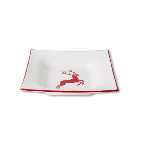 Gmundner Keramik Gmundner Keramik Rubinroter Hirsch Suppenteller 20x20x4,2 cm Суповая тарелка Gmundner Ceramic Ruby Red Deer 20x20x4,2 см