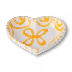 Gmundner Keramik Gmundner Keramik Gelbgeflammt Herzschale d: 10 cm / h: 2,4 cm Керамическая миска Gmundner с желтым пламенем в виде сердца d: 10 см / высота: 2,4 см