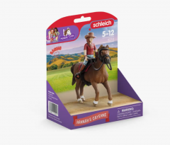 Schleich 42711 Horse Club Hannah &amp; Cayenne, Фигурка Hannah &amp; Cayenne Германия, всадница и лошадь Horse Club, с седлом и аксессуарами, 5+