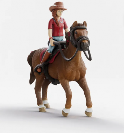 Schleich 42711 Horse Club Hannah & Cayenne, Фигурка Hannah & Cayenne Германия, всадница и лошадь Horse Club, с седлом и аксессуарами, 5+