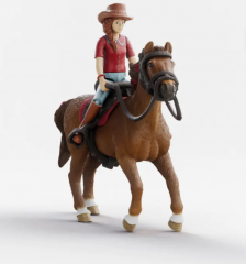Schleich 42711 Horse Club Hannah &amp; Cayenne, Фигурка Hannah &amp; Cayenne Германия, всадница и лошадь Horse Club, с седлом и аксессуарами, 5+