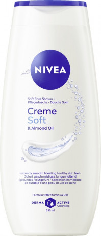 NIVEA Pflegedusche Creme Soft & Almond Oil, 250 ml, Нивеа Крем гель для душа с миндальным маслом, витамины C и E, для гладкой кожи, 250 мл