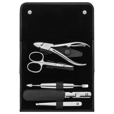ZWILLING  CLASSIC INOX Druckknopf-Etui, Rindleder, schwarz, 5-tlg  Футляр с кнопками CLASSIC INOX, воловья кожа, черный, 5 предметов