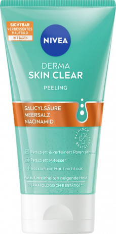 NIVEA Derma Skin Clear Peeling, 150 ml, Нивеа пилинг ниацинамид, салициловая кислота, морская соль 150 мл
