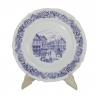 Тарелка винтажная сервировочная Arcopal  с изображением города и цветочным орнаментом, фарфор, 25 x 2 см, Франция, 1960-70гг.